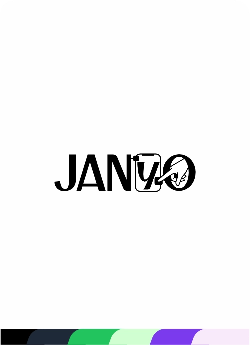 Logotipo de JANYO sobre la paleta de la marca.